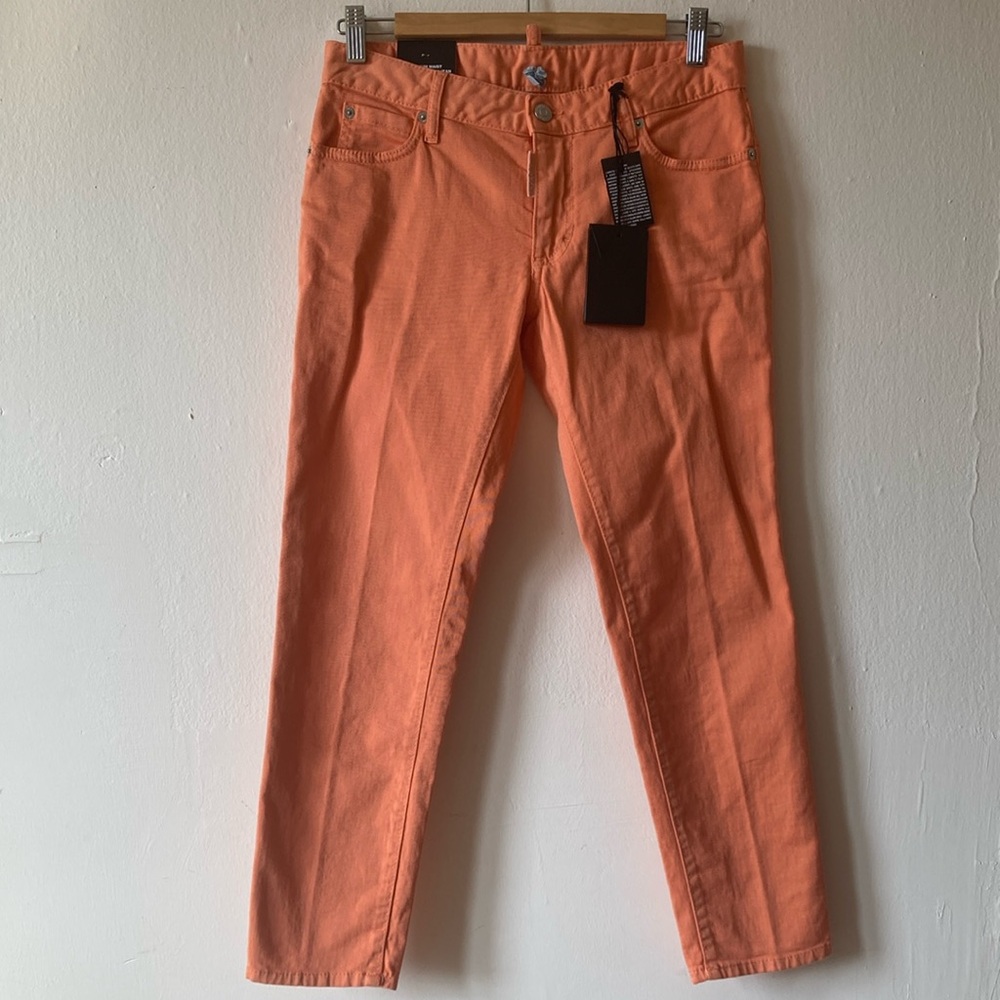 NWT   DSQUARED2  Medium Waist Cropped Twiggy Jean Orange Size 2 (IT 38)
